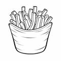 Simple French Fries Coloring Page For Kids