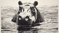 Captivating Black And White Hippo Art: Bold Lithographic Style