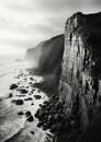 Black and white cliffs landscape. Generative AI