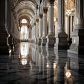 Elegant Opulence: Intricate Moldings and Ornate Carvings in Monochrome