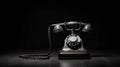 a captivating black-and-white photograph featuring a vintage telephone