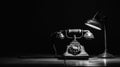 a captivating black-and-white photograph featuring a vintage telephone