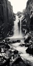 Captivating Black And White Waterfall Photograph With National Geographic Style Royalty Free Stock Photo