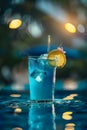 Captivating blue lagoon cocktail in cool ambient light (AI generated)