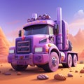 Captivating Cartoon Truck Driving In Hyper-realistic Desert