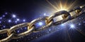 Captivating Chain Link Design Against a Starry Dark Blue Background A Striking Visual Contrast of Warm and Cool Royalty Free Stock Photo