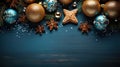 Captivating Christmas Holidays Ornament Flat Lay on Christmas Card Background - Festive Season Delight. created with Generative AI Royalty Free Stock Photo