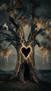 A captivating, cinematic photo of a massive, ancient tree standing alone in a desolate landscape