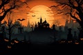 Captivating City panorama halloween sunset. Generate Ai Royalty Free Stock Photo