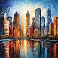 Captivating Cityscape Mosaic: Vibrant Urban Textures and Colors