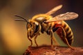 A captivating close-up of a bee with blurred background