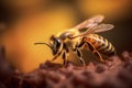 A captivating close-up of a bee with blurred background