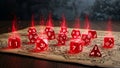 Fiery RPG Dice on Ancient Fantasy Map Royalty Free Stock Photo