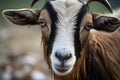 Captivating close up Goat makes eye contact with the camera lens