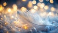A Glowing White Feather Delicate Texture in LowLight Macro Photography Evoking a Dreamy Minimalist Aesthetic Royalty Free Stock Photo