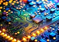 Unveiling the Microscopic Marvels of a Circuit Board A Detailed CloseUp of Electronic Components and Intricate Pathways