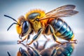 A Golden Bee in Flight Stunning Long Exposure CloseUp Photography Against a Smooth White Background Royalty Free Stock Photo