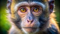 A CloseUp Encounter Intricate Details and Expressions of a Monkey Face Enhanced by a Distinctive Background