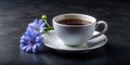 Elegant Chicory Coffee A Pristine White Cup and Saucer on a Dark Background Showcasing a Healthy and CaffeineFree Royalty Free Stock Photo