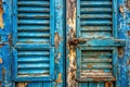 Intriguing Blue Wooden Shutter Detail A CloseUp Exploration of Texture and Color Royalty Free Stock Photo