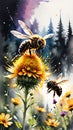 Environmental Guardians: The Essential Role of bees in Nature and Universe Royalty Free Stock Photo