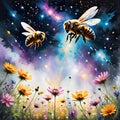 Environmental Guardians: The Essential Role of bees in Nature and Universe Royalty Free Stock Photo