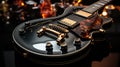 A Captivating Close-Up of a Modern Black Guitar Royalty Free Stock Photo