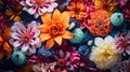 Vibrant Floral Abstraction: Exotic Tropical Blooms in Full Bloom