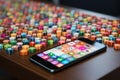 Vibrant Abstract Mobile App Icons on Minimalistic Smartphone Screen