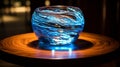 Enigmatic Vortex: Mesmerizing Swirls of Blue in a Glass Basin Royalty Free Stock Photo