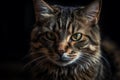 Portrait Of A Tabby Cat On A Dark Background Close Up Ai Generative