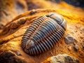 Intricate Detail of a Trilobite Fossil Preserved in Ancient Sedimentary Rock A Window into Prehistoric Oceans