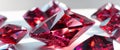 Captivating Close Up of Ruby Red Crystals Displaying Faceted Surfaces and Intense Color Saturation for Gemstone