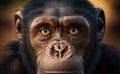 A chimpanzee staring camera, generative AI