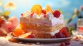 Close up shot of a Fruit cake on fancy table,