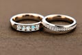 Captivating close up shot of two wedding rings, delicately intertwined to symbolize the everlasting bond of love and commitment. Royalty Free Stock Photo