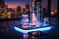 Futuristic Gadgets: A Holographic Cityscape at Dusk