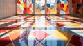 Vibrant Geometric Patterns on Ceramic Tile Floor Royalty Free Stock Photo