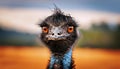 Striking Frontal View of an Emblematic Emu Head at Dawn, Showcasing Distinctive Feather Textures and Sharp Beak Detail, Set Royalty Free Stock Photo