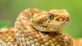 captivating closeup shot of a green rattlesnake blending into its environment