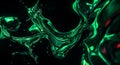 Abstract Green Liquid Splash on a Black Background, HighResolution Detail Royalty Free Stock Photo