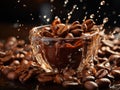 Captivating Coffee Bean Splash - Refreshing Wake-Up Concept Royalty Free Stock Photo