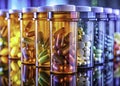 Detailed Closeup Photography of Prescription Bottles Pills and Capsules A Macro Exploration of Pharmaceutical Packaging Royalty Free Stock Photo