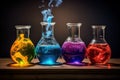 Captivating Colorful beakers chemicals tool. Generate Ai