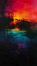 Captivating Colors: A Vibrant Sunset Painting on Oil Linen Royalty Free Stock Photo
