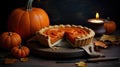 A captivating composition of a freshly baked pumpkin pie, with