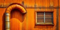 Orange Wall Accentuated by a Semicircular Window and Industrial Vent Pipe A Conceptual Study in Architectural Design