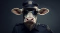 Captivating Cow In Police Uniform Wallpaper With Twisted Sense Of Humor