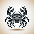 Captivating Crab Icon With Ornate Pattern On Beige Background