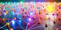 Stunning 3D Abstract Network Render A Vibrant Colorful Visualization of Interconnected Data Flow Ideal for Technology